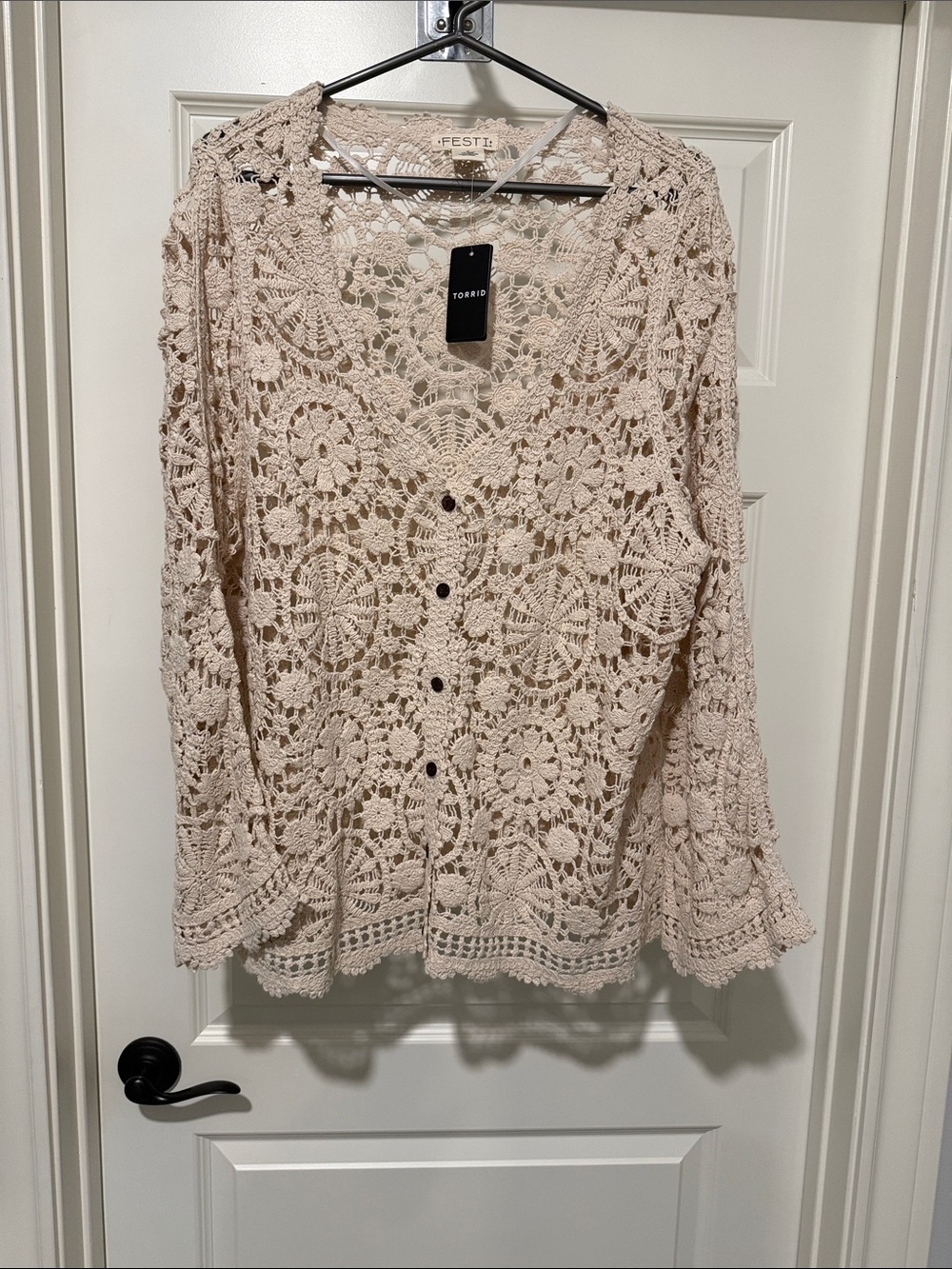 Women’s Crochet Button-Front Cardigan - Cream